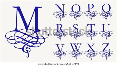 Vintage Set 2 Calligraphic Capital Letters Stock Vector Royalty Free
