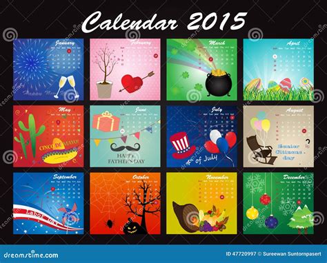Holiday Calendar Of 2015 Stock Vector Image 47720997