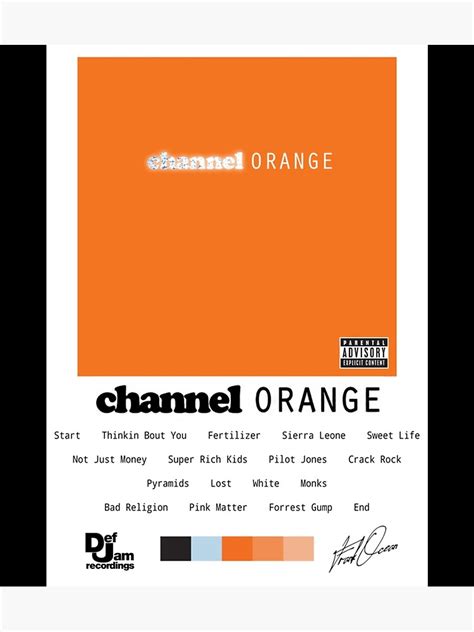 Frank Ocean Channel Orange Album Tracklist Sticker Poster By