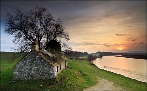 Landscape Nature Photography River Sunset Old Abandoned House