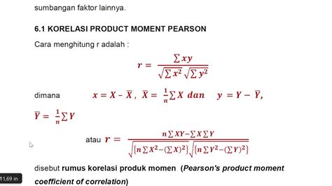 Penjelasan Koefisien Korelasi Pearson Product Moment Pearson Youtube