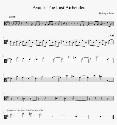 The Last Airbender Sheet Music Composed By Destiny Avatar The Last