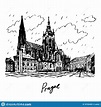 St. Vitus Cathedral. Prague, Czech Republic. Graphic Sketch Editorial ...