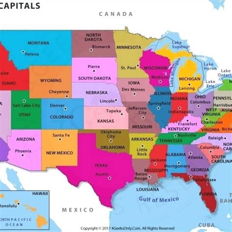 Usa Map With States Capitals And Abbreviations Printable Map