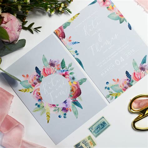 Pastel Floral Wedding Invitations By Anon Design Studio