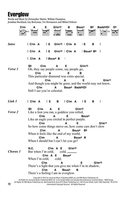 Everglow By Coldplay Guitar Chords Lyrics Guitar Instructor