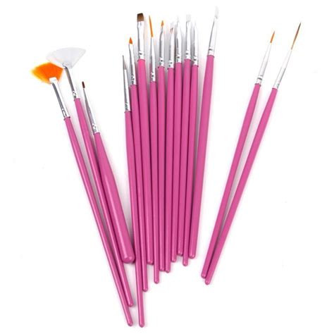Brand 15 Pcs Pink Professional Nail Art Brush Set Design Painting Pen