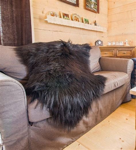 Large Black Icelandic Sheepskin Rug Hide Fur Lamb Taxidermy Etsy