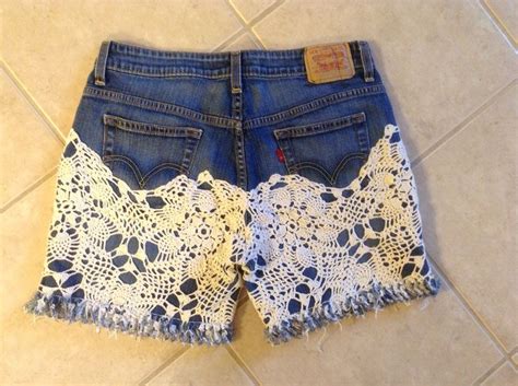 Diy Crochet Denim Shorts From Antique Tablecloth These Were Fun To