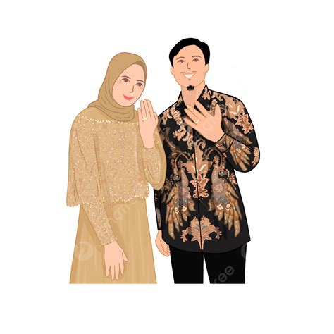 Engaged Couple Vector Art Png Muslim Engagement Couple Batik Brown