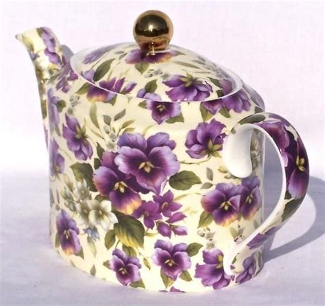 Pretty Purple Violets And Pansies Teapot Tea Pots Tea Cups Vintage