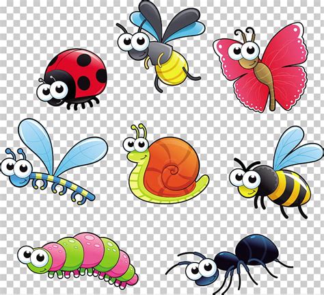 Vector Cartoon Insects Set Insects Clipart Stock Vector