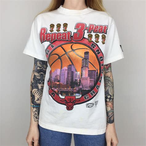 Womens Vintage 90s Nba Chicago Bulls Starter Repeat 3 Three Peat World