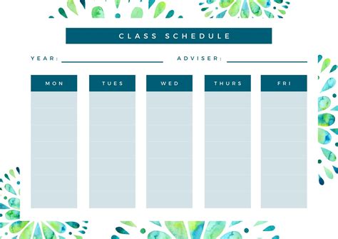 White Blue Green Class Schedule Templates By Canva