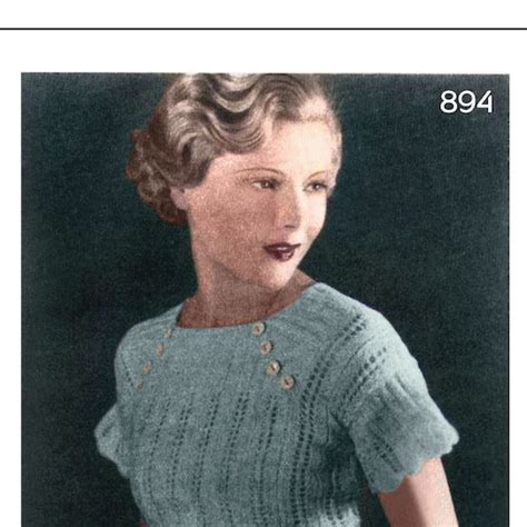 1930s Pretty Cape Sleeve Jumper Pdf Knitting Pattern Bust 34 Etsy