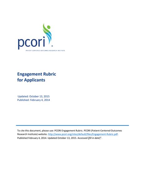 Engagement Rubric For Applicants Updated October 13 2015 Published