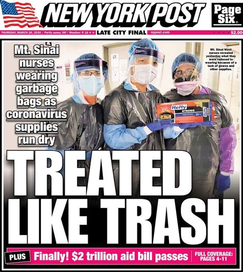 Ny Post Newspaper Cover March 26 2020 In 2020 Newspaper Cover Post