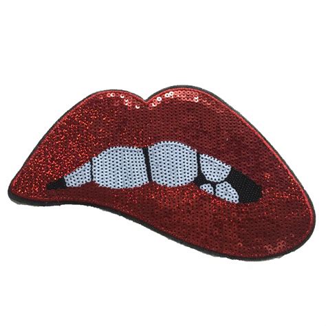 6 Pieceslot Sparkling Red Lips Sequins Patches Sew On Sequined Patches