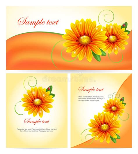 Set Of Colorful Banners With Purple Daisy Flowers Stock Vector