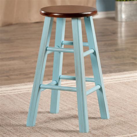 Ivy Counter Stool Rustic Light Blue And Walnut Our Bar Stools