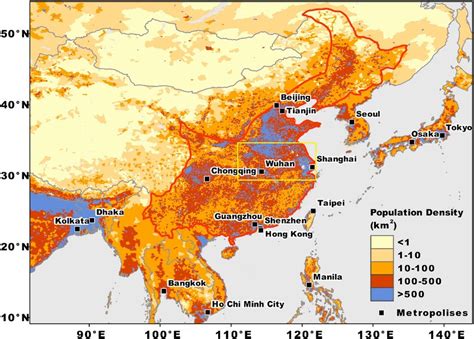 Spatial Distribution Of Population Density And Metropolises In East