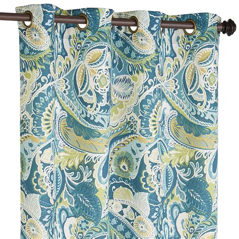 Vibrant Paisley Teal 108 Grommet Curtain Grommet Curtains Curtain