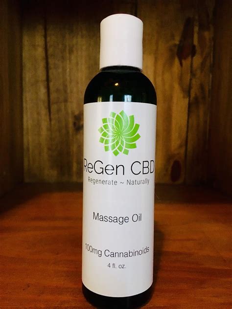 Regen Cbd Massage Oil 100mg Cannabinoids Per 4oz Bottle Regen Botanicals