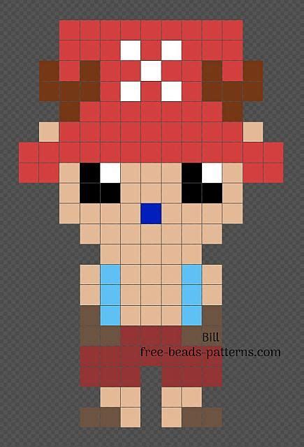 Chopper One Piece Character Pixel Art Hama Beads Design 13x20 Pixel