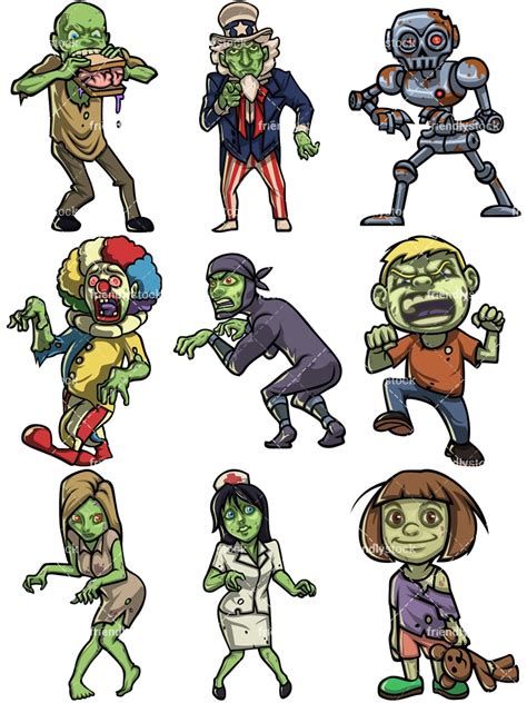 Scary Zombies Cartoon Vector Clipart FriendlyStock