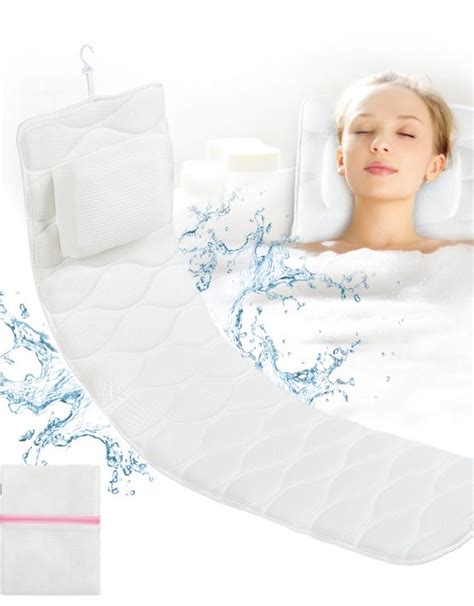 Bath Pillow Full Body Pillow For Bathtub With Non Slip Suction Cups Mesh Washing Bag D