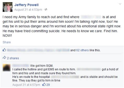 soldier posts suicide attempt to facebook article the united states army