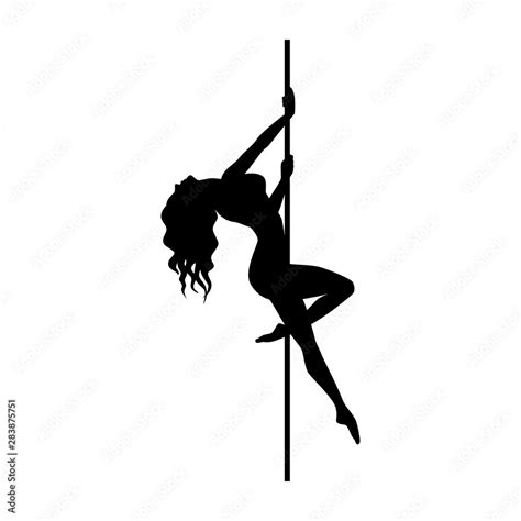 Vector Silhouette Of Girl And Pole On A White Background Pole Dance Illustration For Fitness