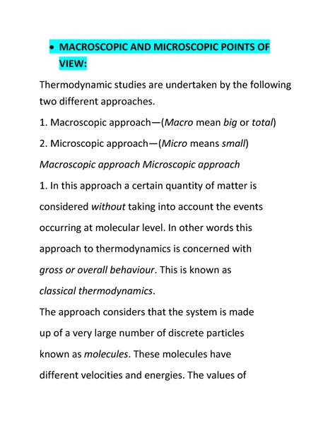 Macroscopic And Microscopic Points Of View Macroscopic And