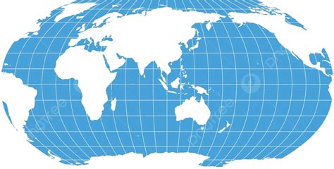 Robinson Projection World Map With Asia And Australia Centered Vector