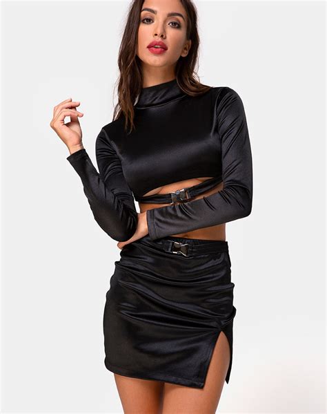 Black Mini Skirt With Slit Reblit