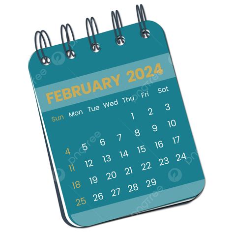 Gambar Februari 2024 Vektor Kalender Februari Kalender Transparan