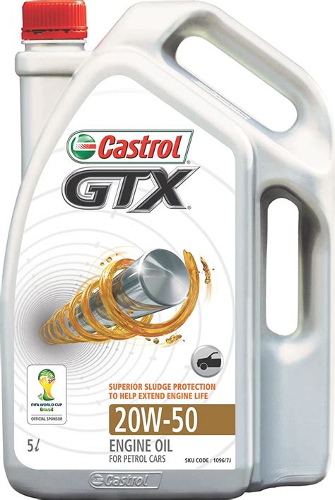 Castrol 1096j7 Gtx 20w 50 Petrol Engine Oil 5 L Car