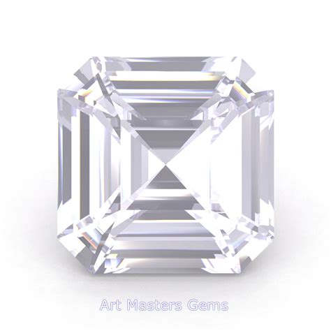 Art Masters Gems Standard 20 Ct Asscher Blue Sapphire Created Gemstone