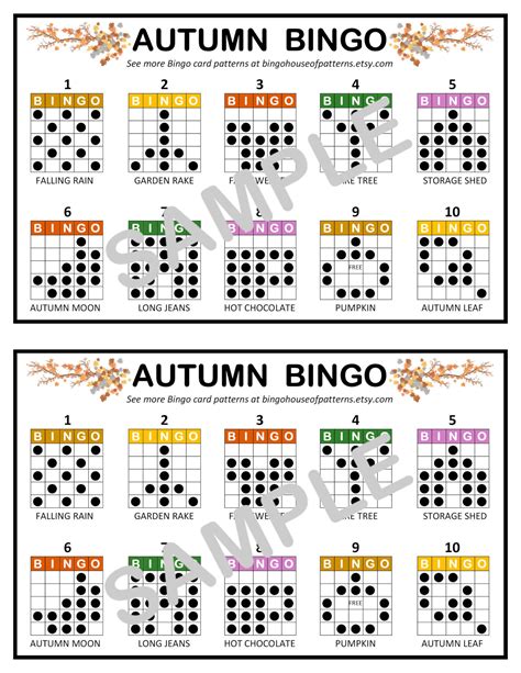 Collection Seasons Bingo Card Patterns For Really Fun Bingo Games Bingo