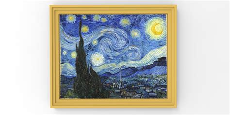 Starry Night Painting By Vincent Van Gogh For 3d Printing 3d Model 3d