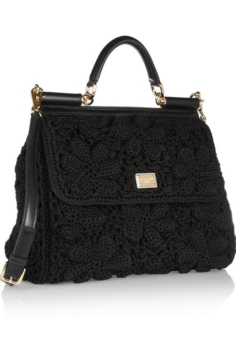 Lyst Dolce And Gabbana Miss Sicily Crochet And Leather Shoulder Bag In