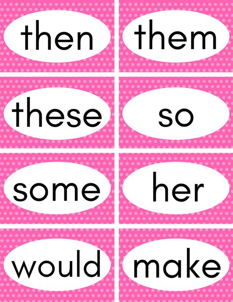 Printable Free Kindergarten Sight Word Flash Cards Labsmaz