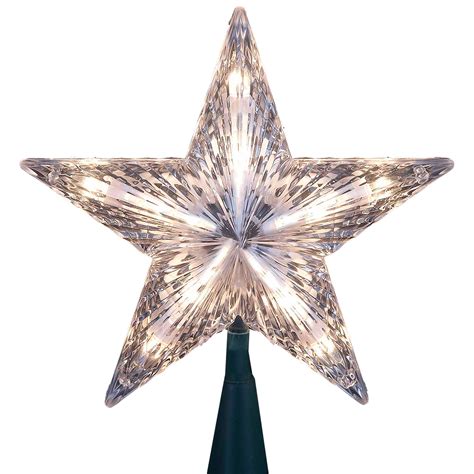 Kurt Adler Christmas Star Tree Topper Clear W Clear Ww Lights 7 Inch