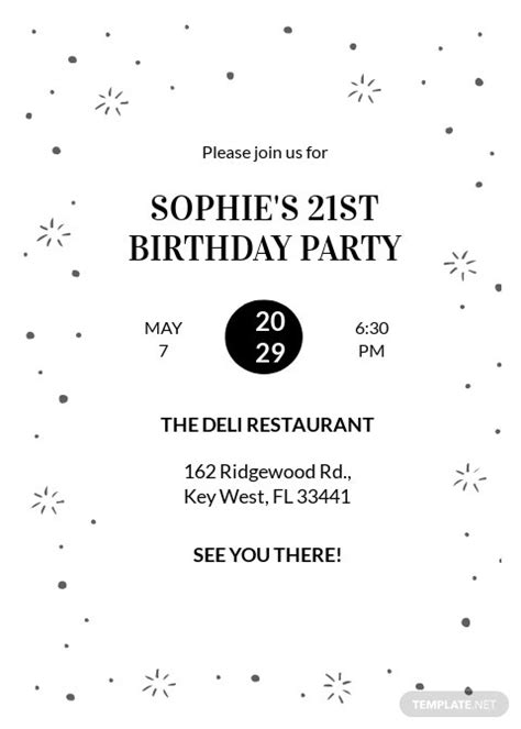 Black And White Party Invitation Template In Illustrator Word Outlook