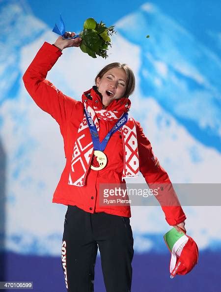 Gold Medalist Darya Domracheva Of Belarus Celebrates On The Podium