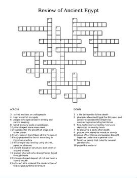 Ancient egypt terminology crossword puzzle: Review of Ancient Egypt - Crossword Puzzle by Karen Lawson ...