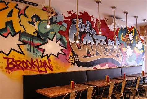 Brooklyn Graffiti Restaurant Mural Wall In Nyc The Canteen Graffiti