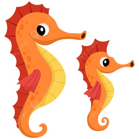 Seahorses Clipart تصميم باللون البرتقالي الأصفر فرس البحر فرس البحر