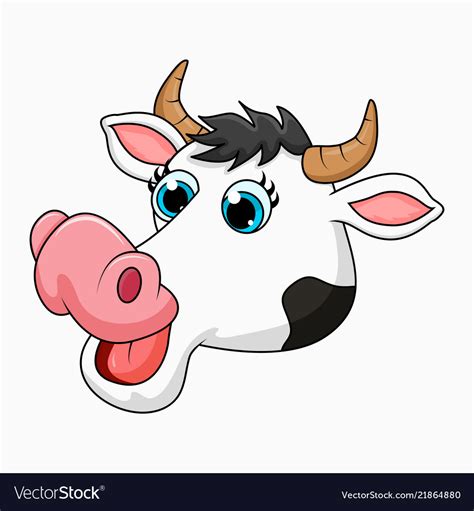 Cartoon Cow Head Design Isolated On White Vector Image