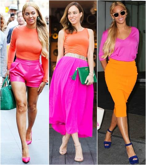 Celebrity Fashion Beyonce In Pink And Orange